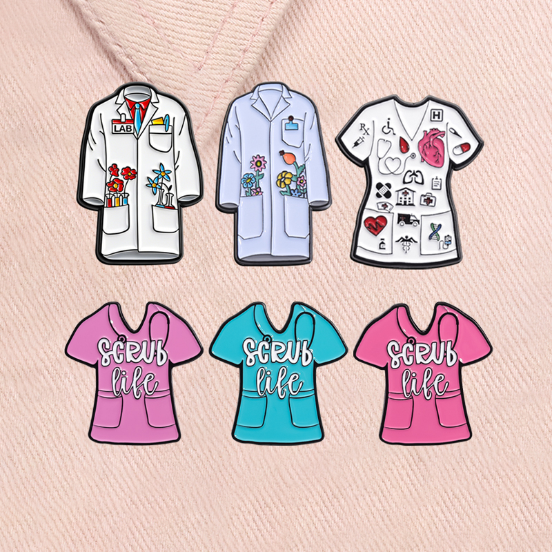 Medical Lab Scientist - Floral Doctor Nurse Coat Enamel Pins