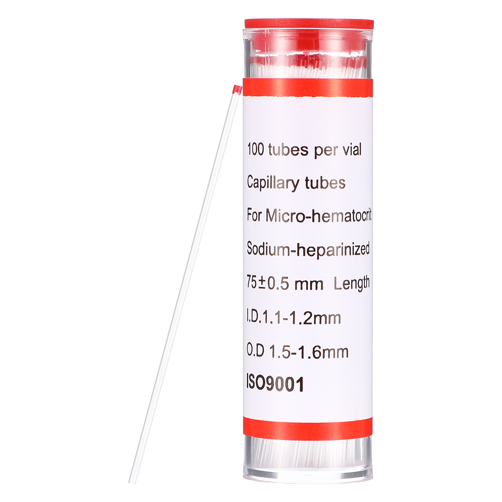 Blood Collection Tube - 75mm Glass Capillary Tube Hematocrit Tubing
